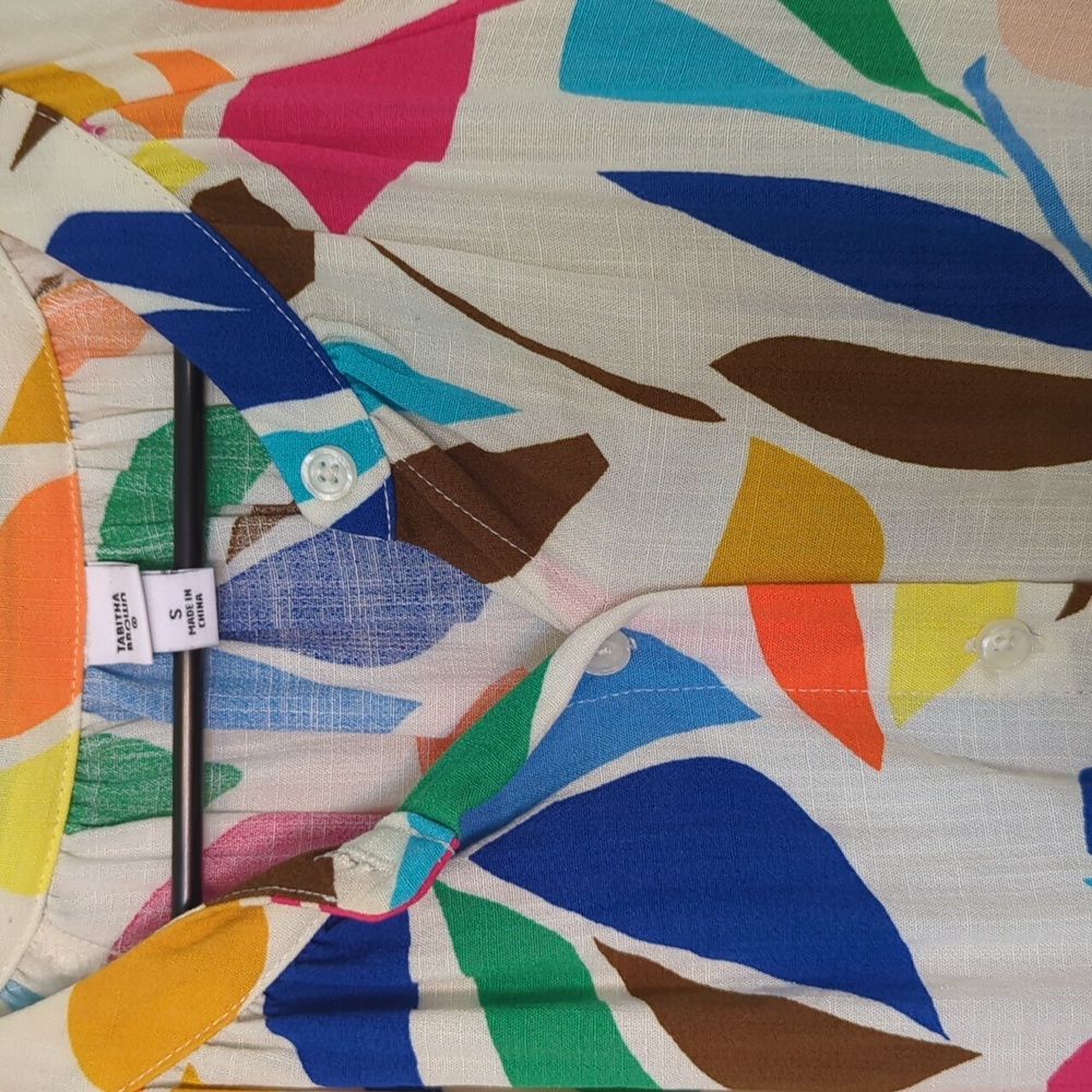 Rainbow Tabitha Brown Button-Up Multicolored Tuni… - image 2